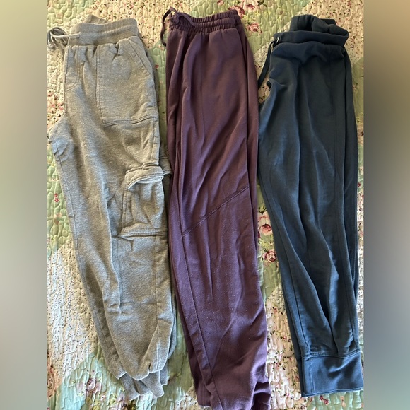 Lot 3 Pr Sweatpants H&M Forever 21 Small Medium Grey Purple Blue - Picture 4 of 12